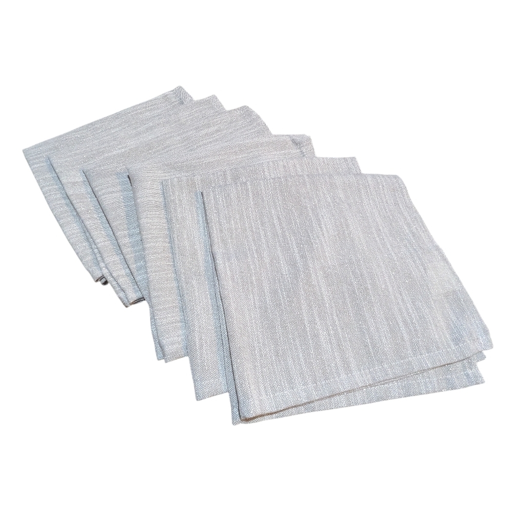 Laura Ashley Set of 6 Cloth Napkins Grey Silver Shimmer Sparkle